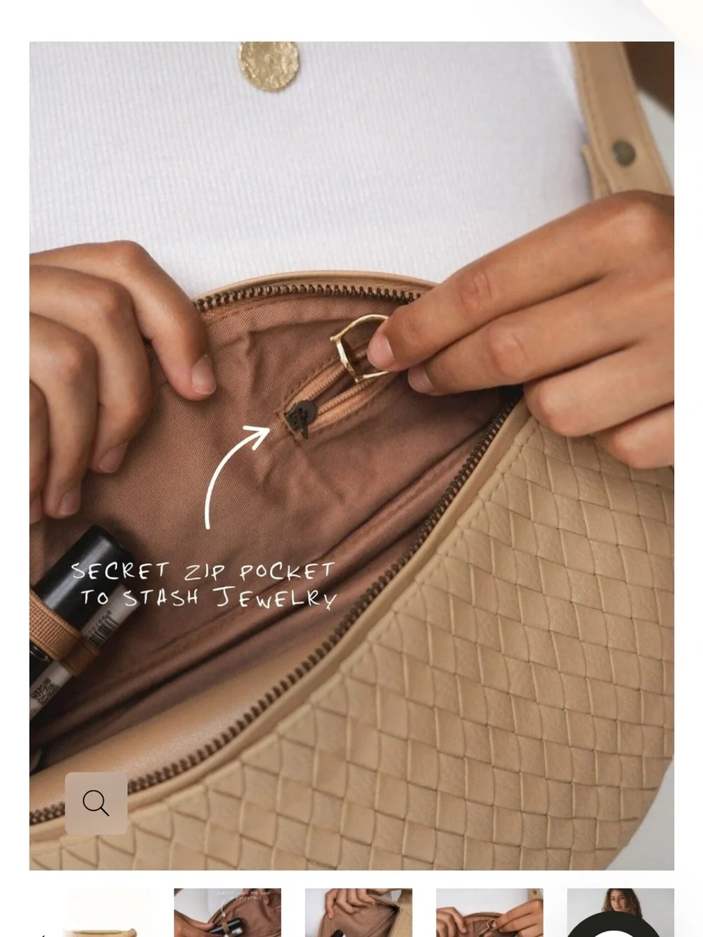 MANDRN Woven LeatherCrossbody Belt Bag — Tan Leather